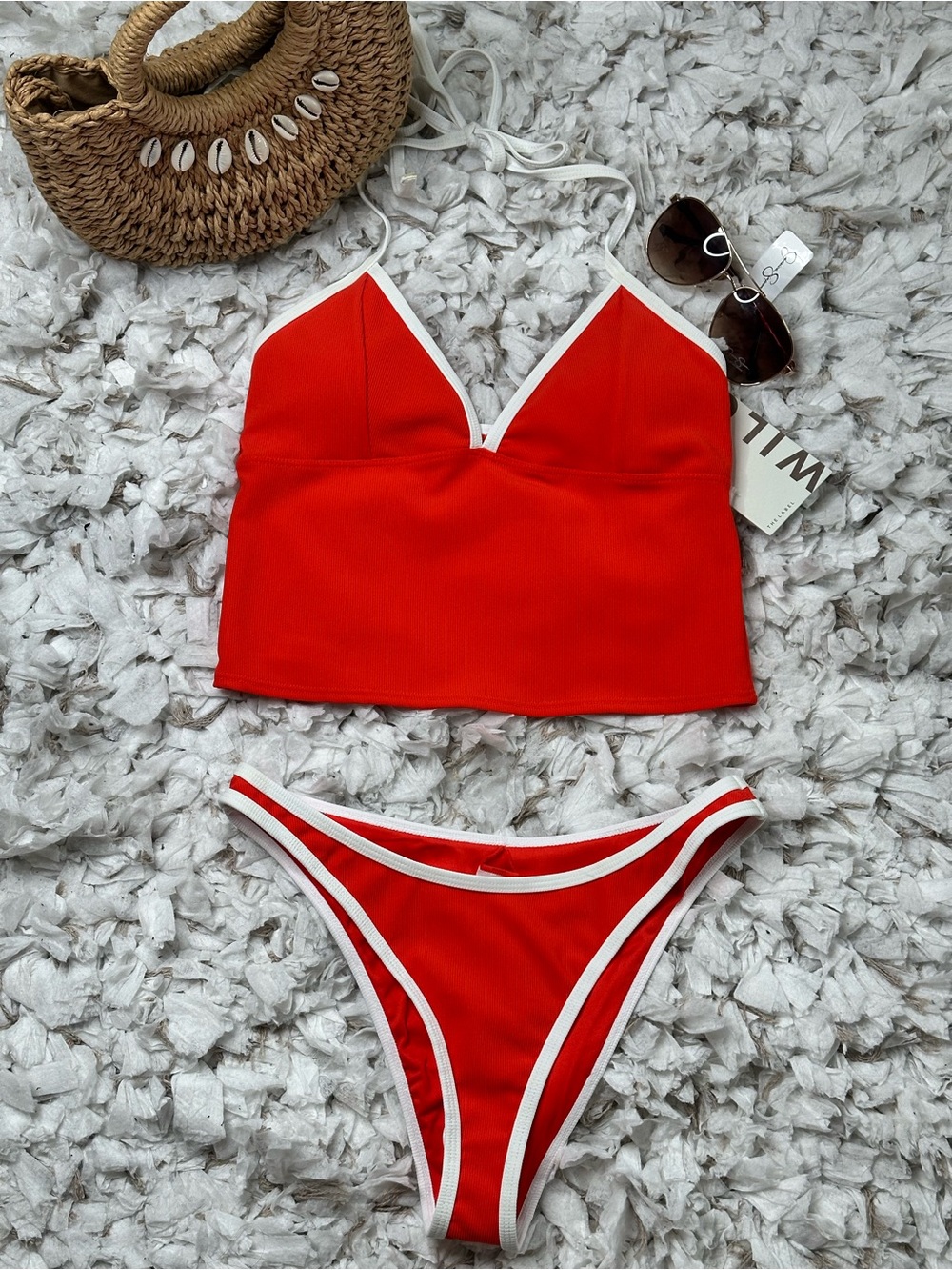 WILO The Label 2PC Tankini Bikini Set Tomato Red NWT Size XS MSRP $98